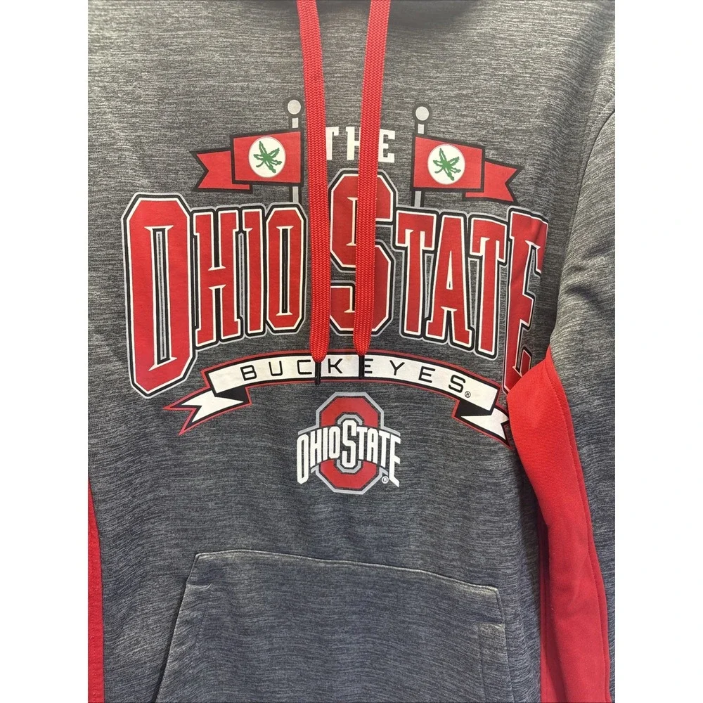 Ohio State Buckeyes Authentic Apparel Hoodie Mens Small Gray Red OSU Pullover